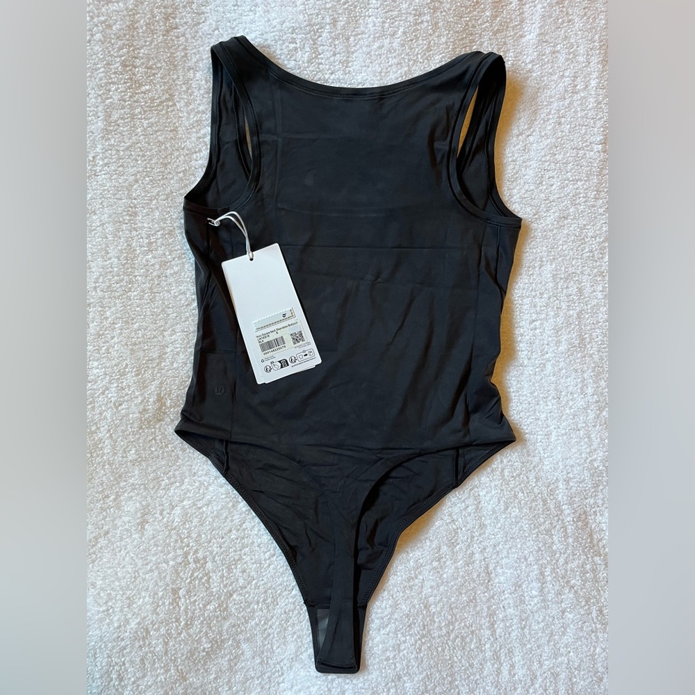 NWT Lululemon Wundermost thong Squareneck Black Bodysuit Small